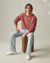 Men's Vintage Washed Relaxed French Terry Crew - Russet Brown